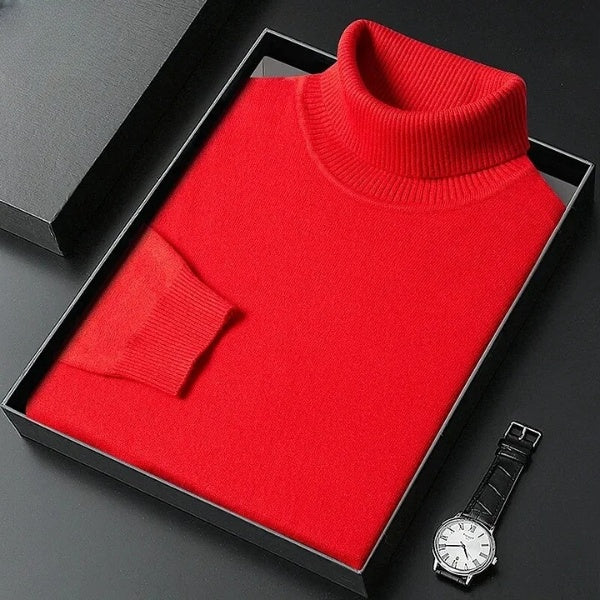 Moderno jersey de cuello alto entallado para el frío