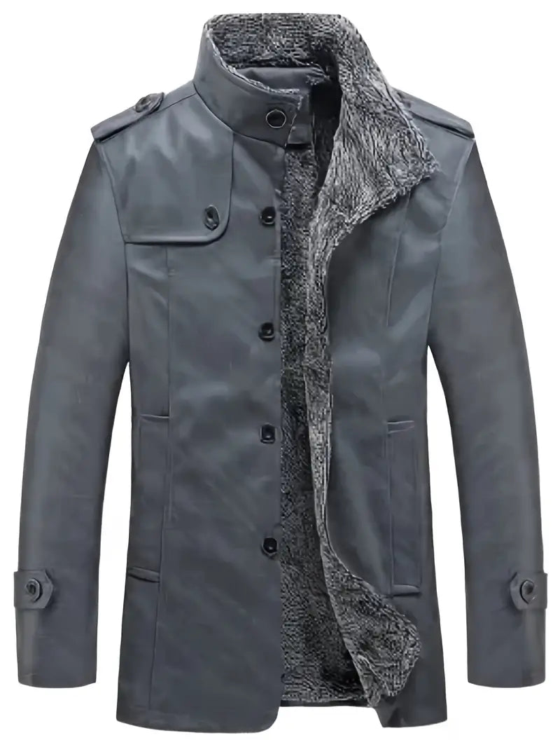 Cálida chaqueta de cuero con lana para hombre | Perfecta para actividades al aire libre