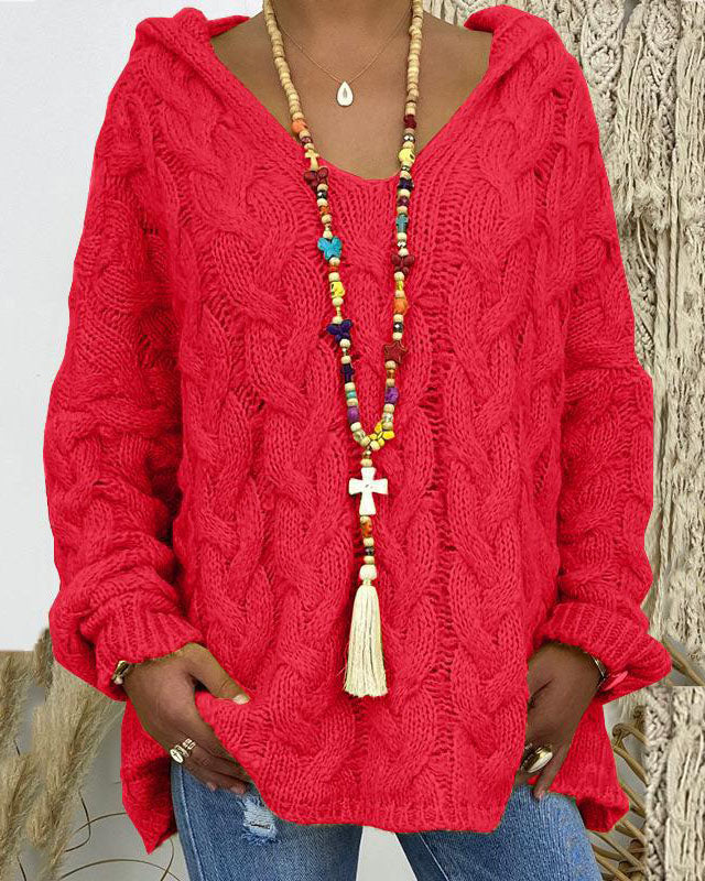Jersey de punto holgado con capucha para mujer