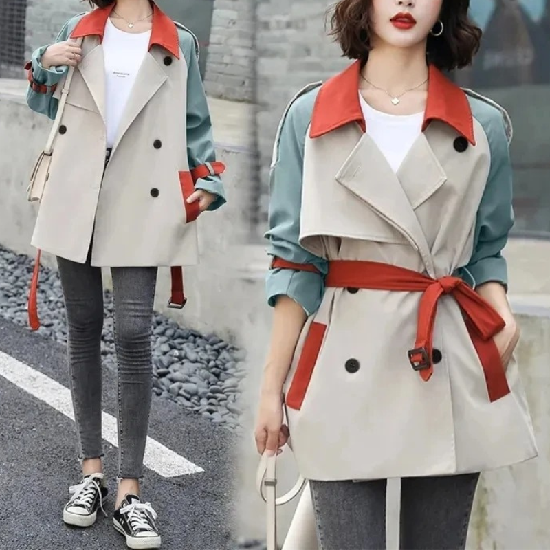 Caren Coat | Abrigo Trench de mujer con bloques de color