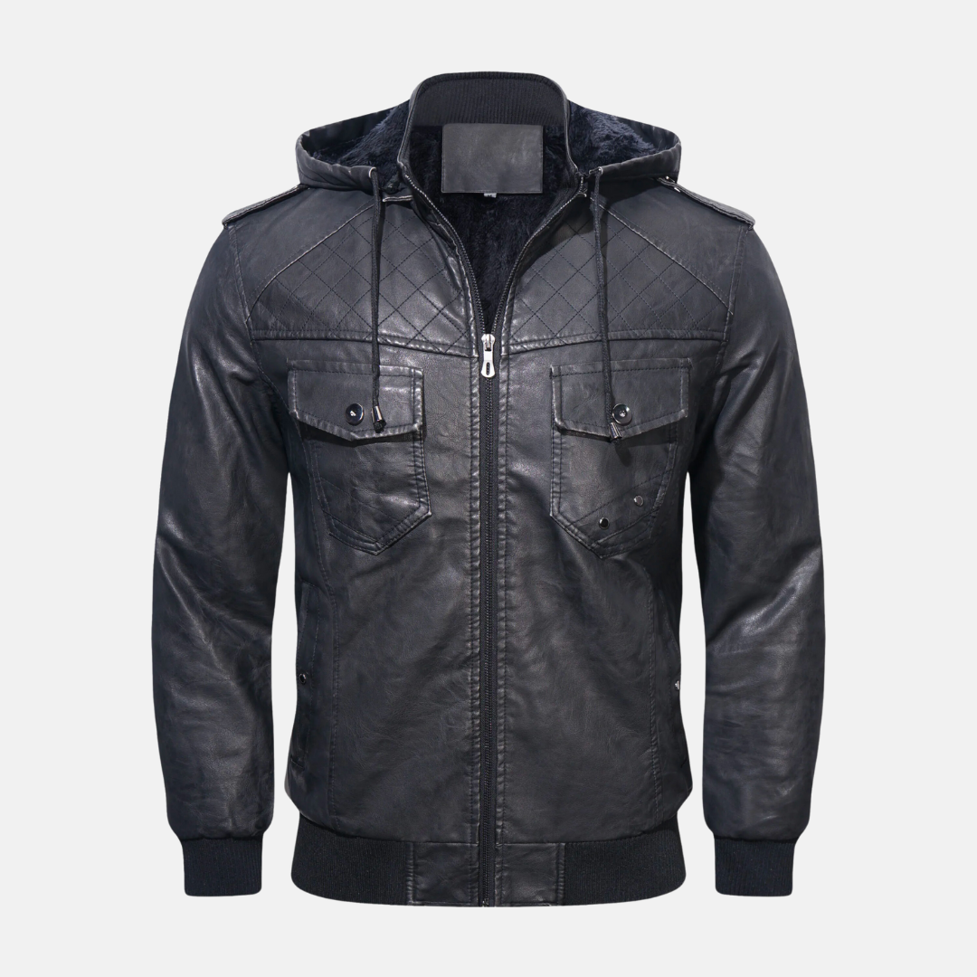 Michel | Chaqueta de cuero con capucha