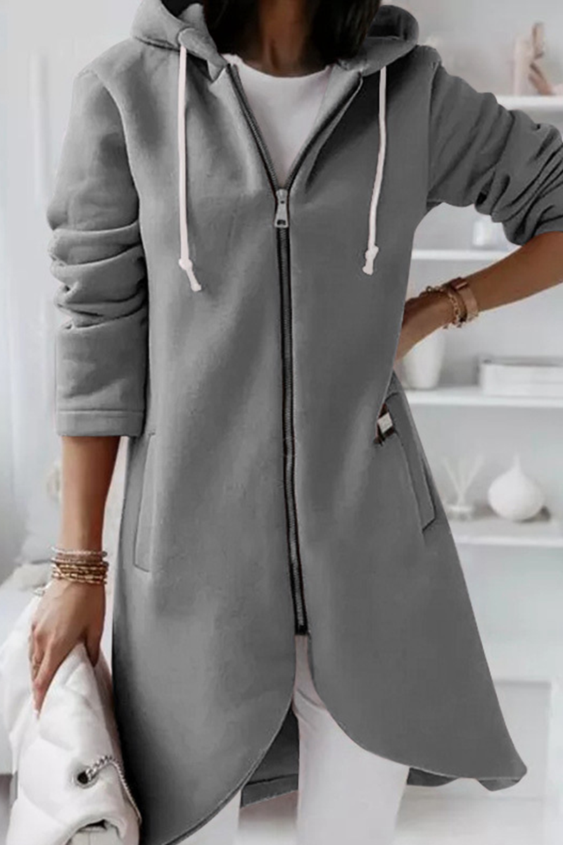 Sudadera informal con cremallera y capucha ajustable