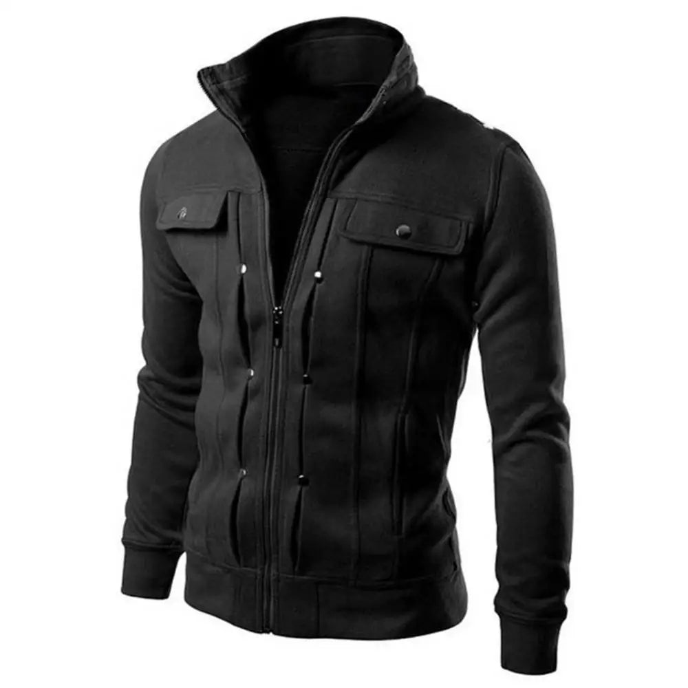 Elegante y cálida chaqueta de invierno slim-fit con cuello alzado para hombre | Ideal para otoño/invierno