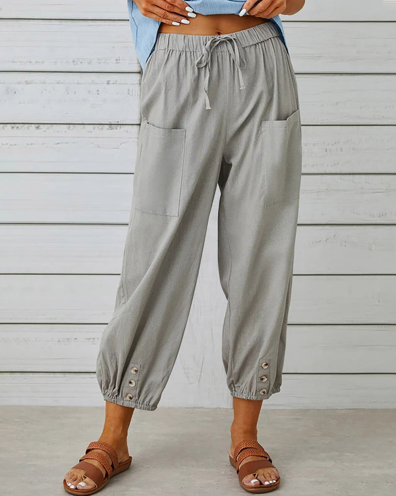 Erinna - Pantalones de yoga capri con cordón de ajuste