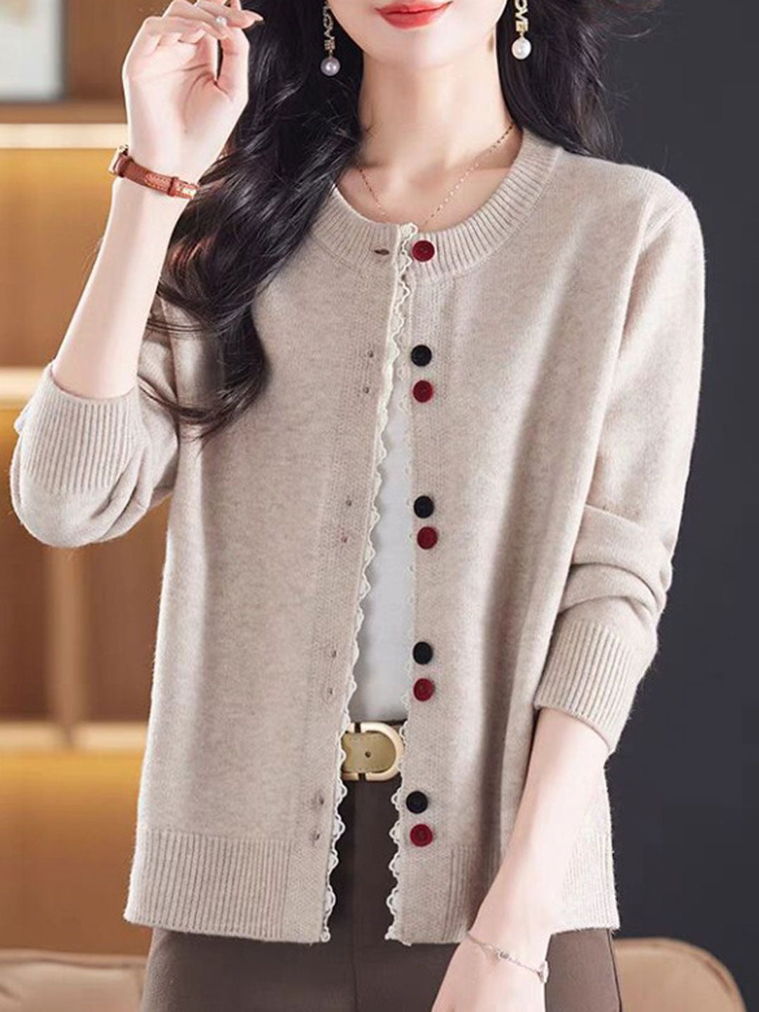 Ditte Cardigan | Chaqueta de punto con cuello redondo holgado