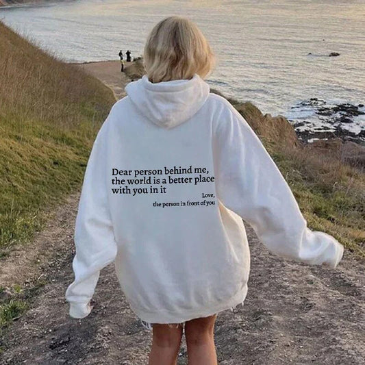Jayne | Sudadera con capucha "Dear Person Behind Me" para mujer