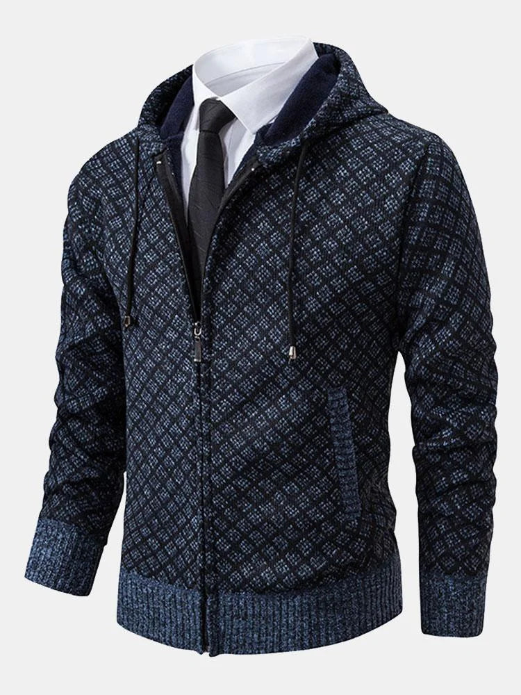 Jersey de hombre con cremallera y rombos geométricos