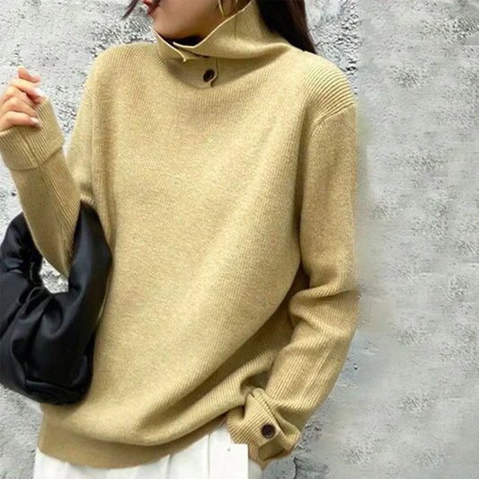 Isabelle - Jersey de manga larga de color liso para mujer
