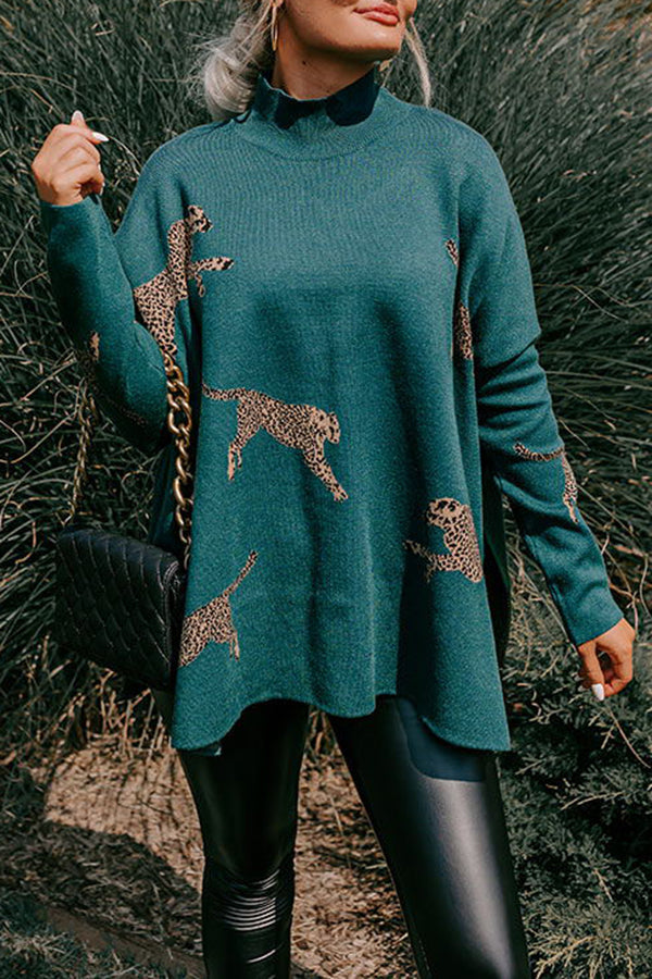 Wolja Sweater | Jersey de punto relajado con estampado de leopardo para mujer