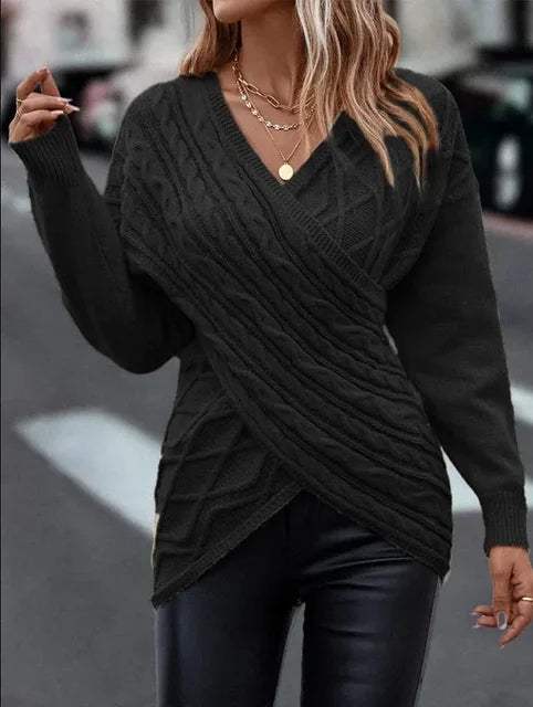 Jersey de mujer | De punto | Cuello de pico, suave y cálido | Ideal para otoño e invierno