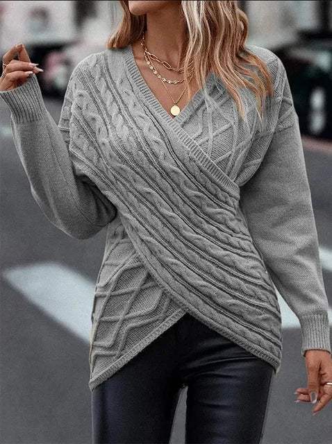 Jersey de mujer | De punto | Cuello de pico, suave y cálido | Ideal para otoño e invierno