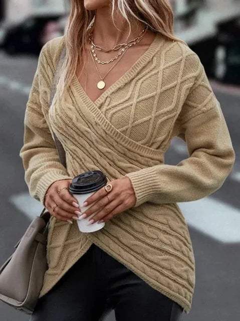 Jersey de mujer | De punto | Cuello de pico, suave y cálido | Ideal para otoño e invierno