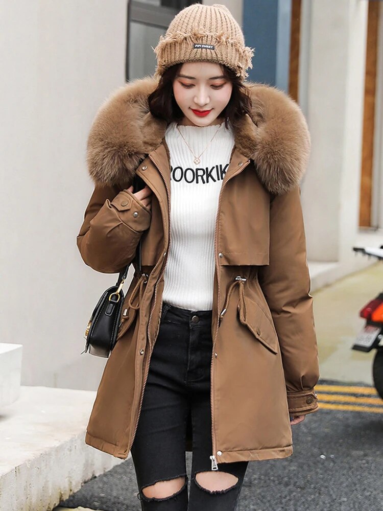 Chaqueta suave con capucha para mujer | Parka acolchada cálida | Abrigo cortaviento para mujer