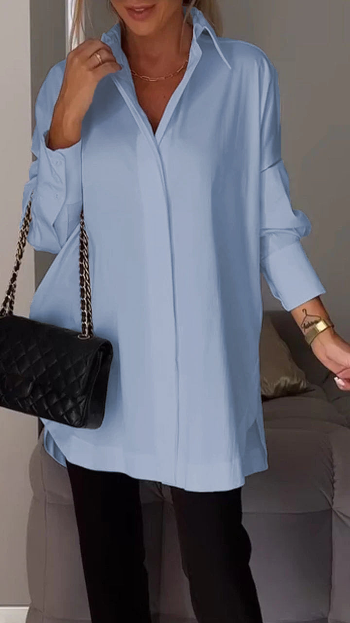 Mona | Elegante Blusa Larga con Reversos para Mujer
