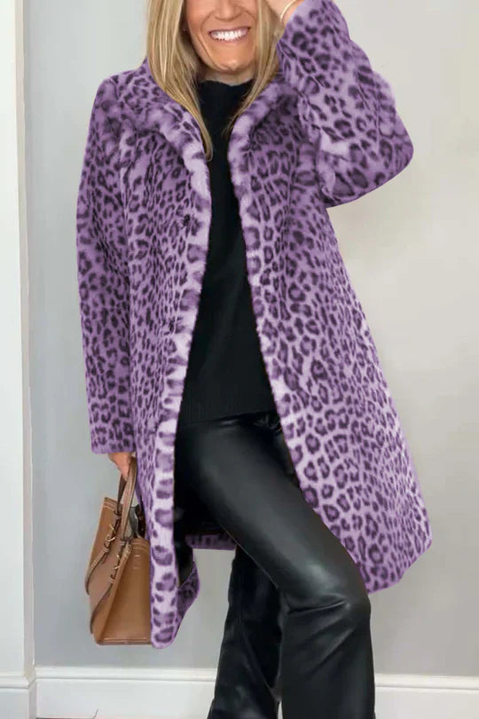 Emmy | Abrigo clásico de invierno para mujer con estampado de leopardo