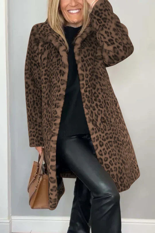 Emmy | Abrigo clásico de invierno para mujer con estampado de leopardo
