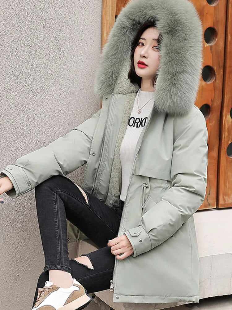 Chaqueta suave con capucha para mujer | Parka acolchada cálida | Abrigo cortaviento para mujer