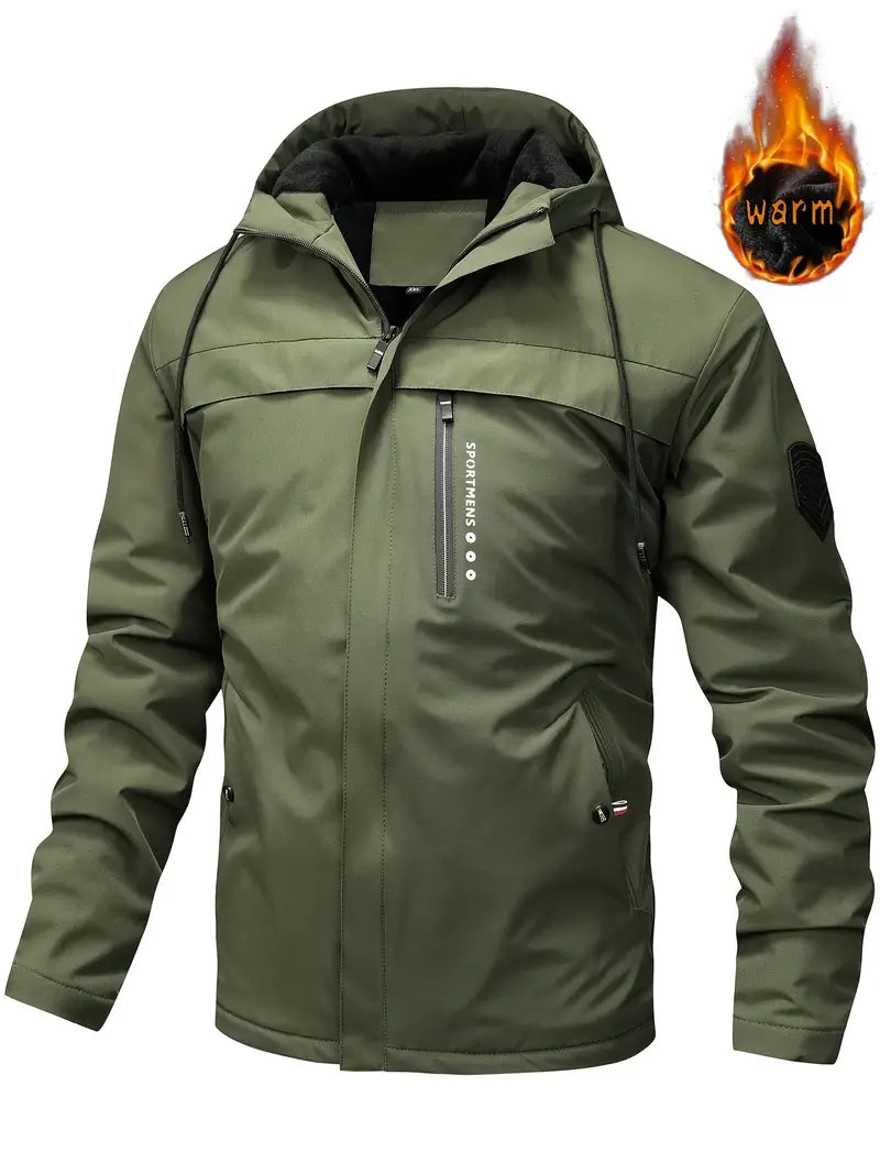 Chaqueta de invierno cálida con forro de piel y bolsillos para hombre | Ideal para el invierno