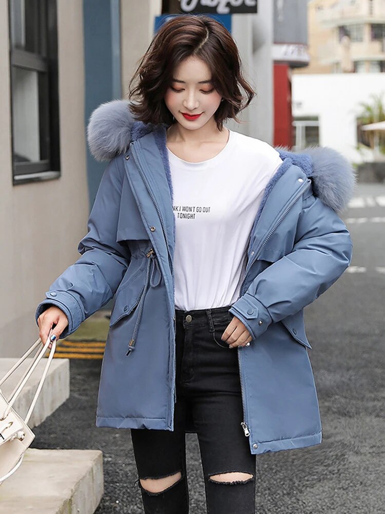 Chaqueta suave con capucha para mujer | Parka acolchada cálida | Abrigo cortaviento para mujer
