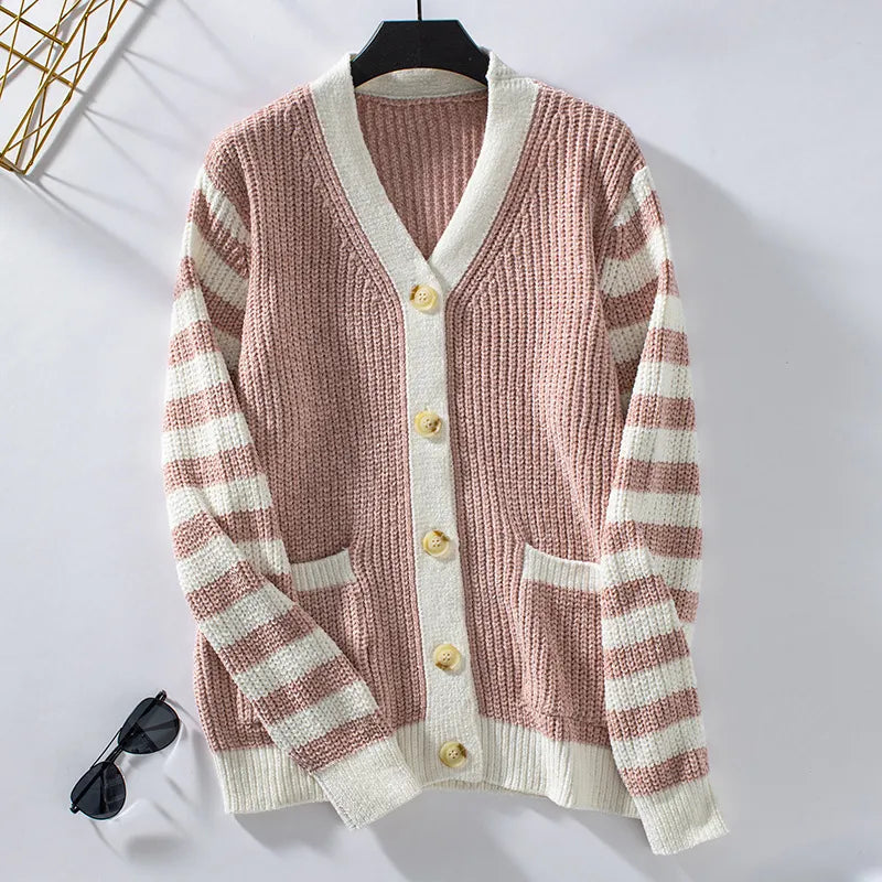 Jersey de rayas con botones Amelie para mujer