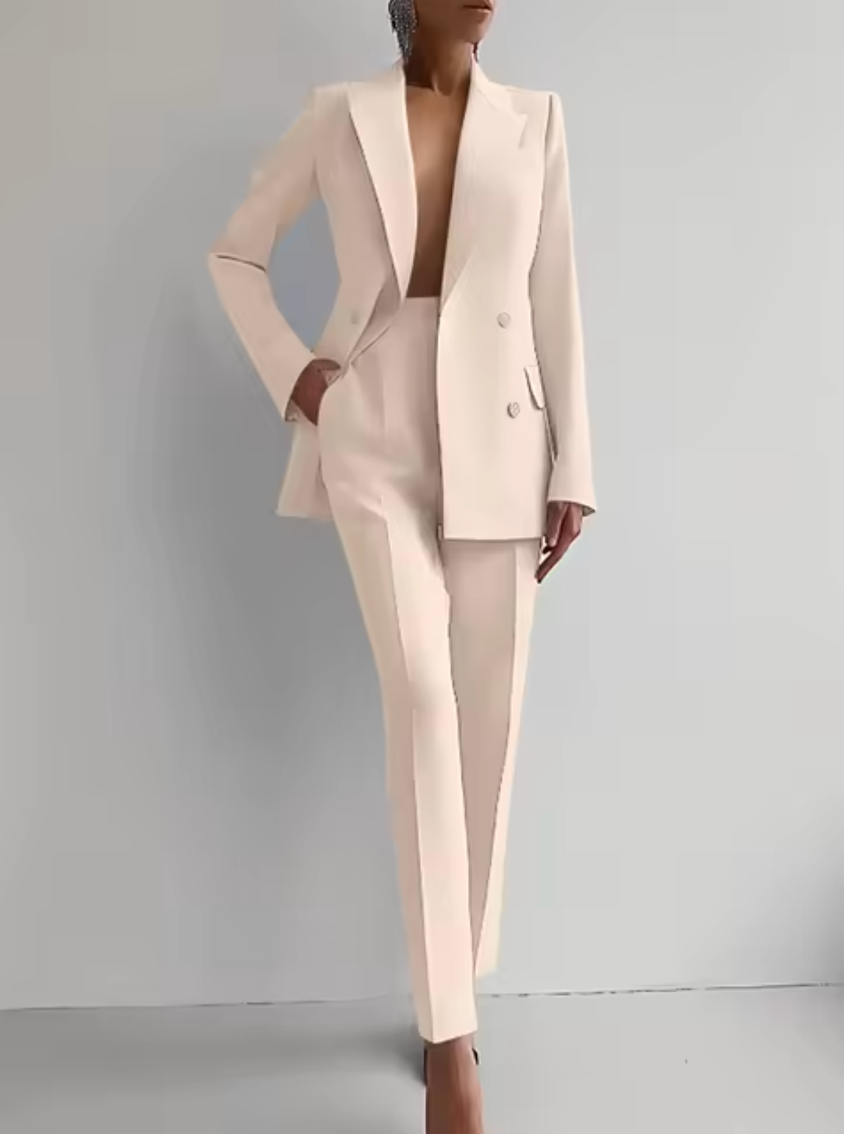 Conjunto de blazer y pantalón plisado