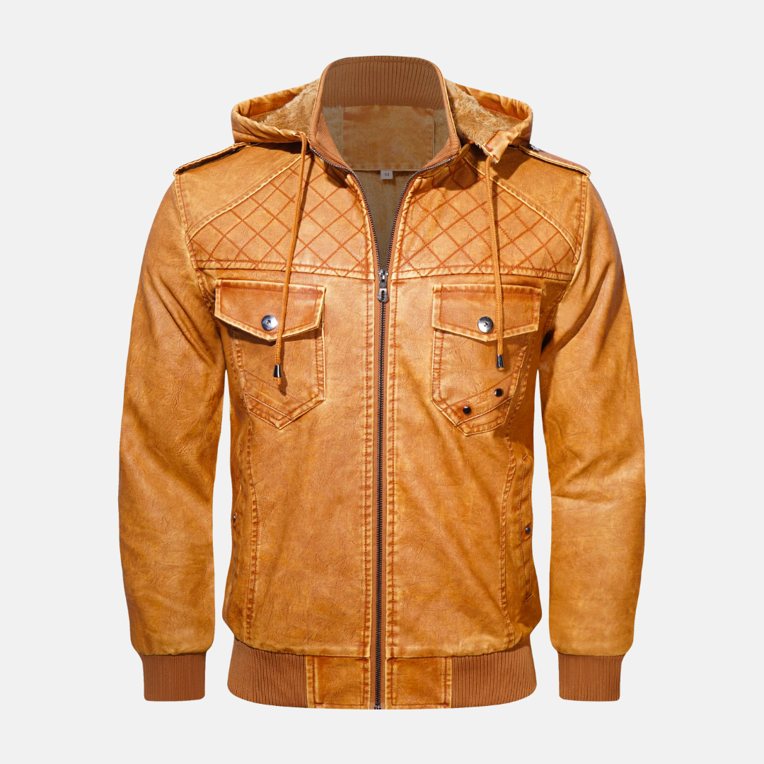 Michel | Chaqueta de cuero con capucha