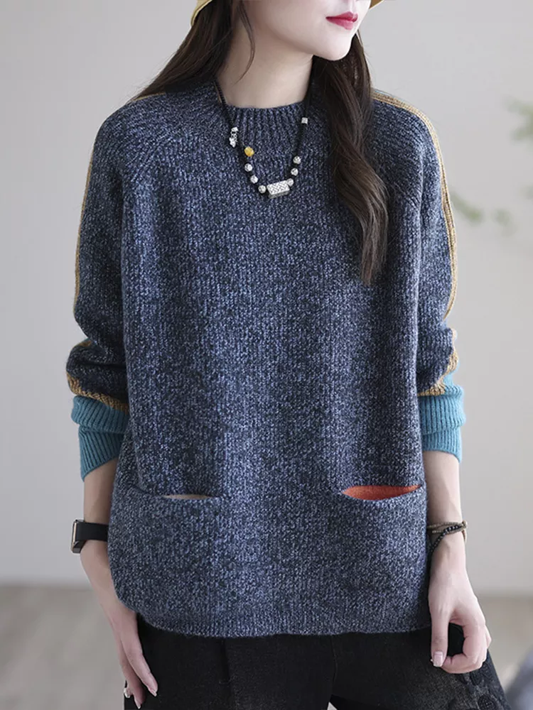 Elegante jersey de punto con bolsillos para el día a día