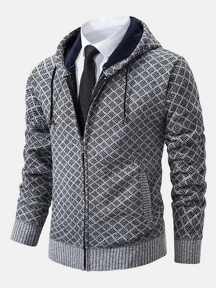 Jersey de hombre con cremallera y rombos geométricos