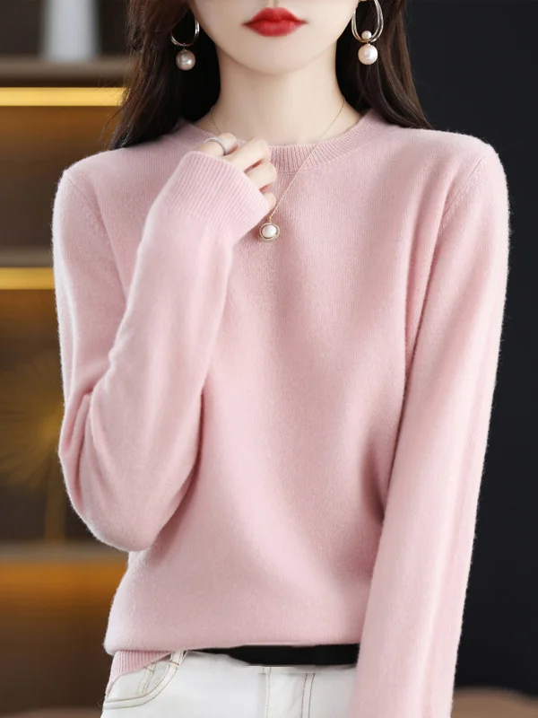 Jersey informal con cuello redondo y mangas largas para un look relajado
