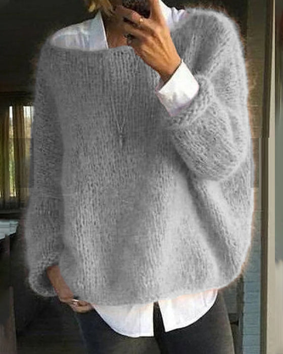 Jersey de color con escote redondo
