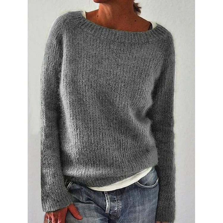 Jersey clásico de punto para mujer en color básico