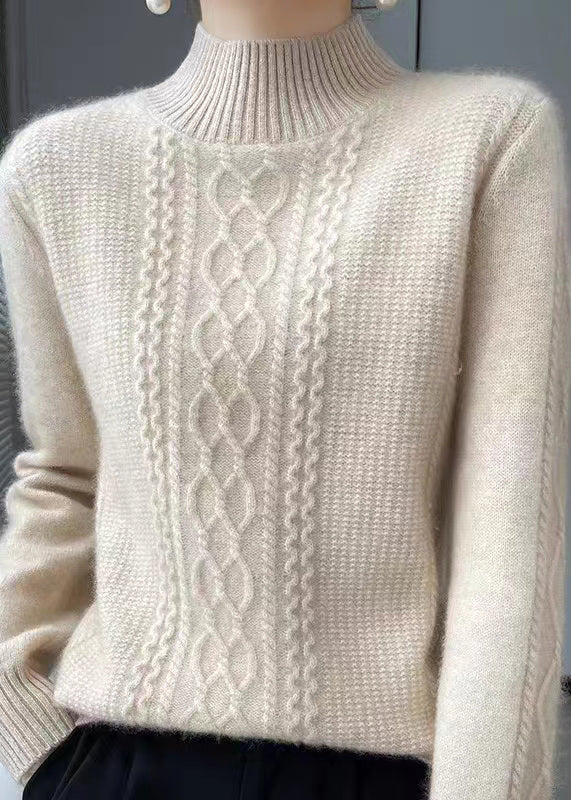 Jersey grueso de patchwork con cuello acogedor para los días más frescos