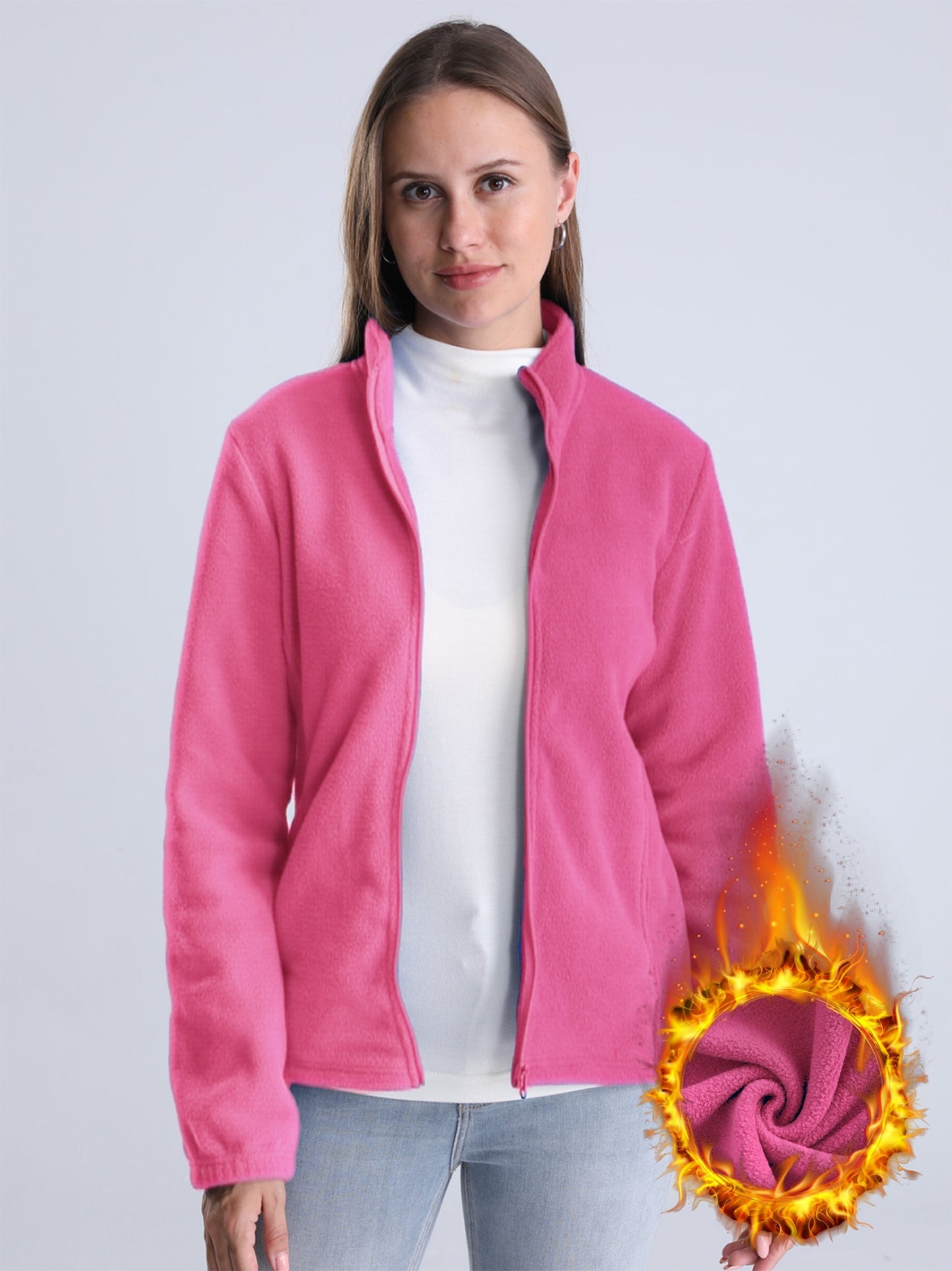 Nina | Chaqueta lisa forrada de felpa con cremallera y bolsillos