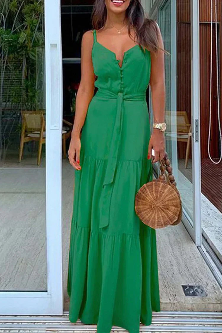 vestido camisero con botones y lazo