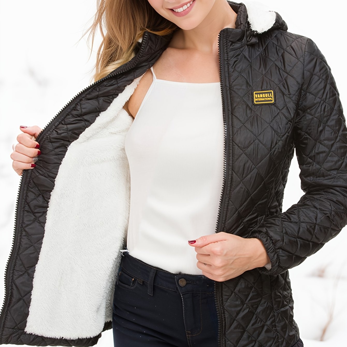 Elin | Abrigo acolchado con cremallera y forro polar y capucha