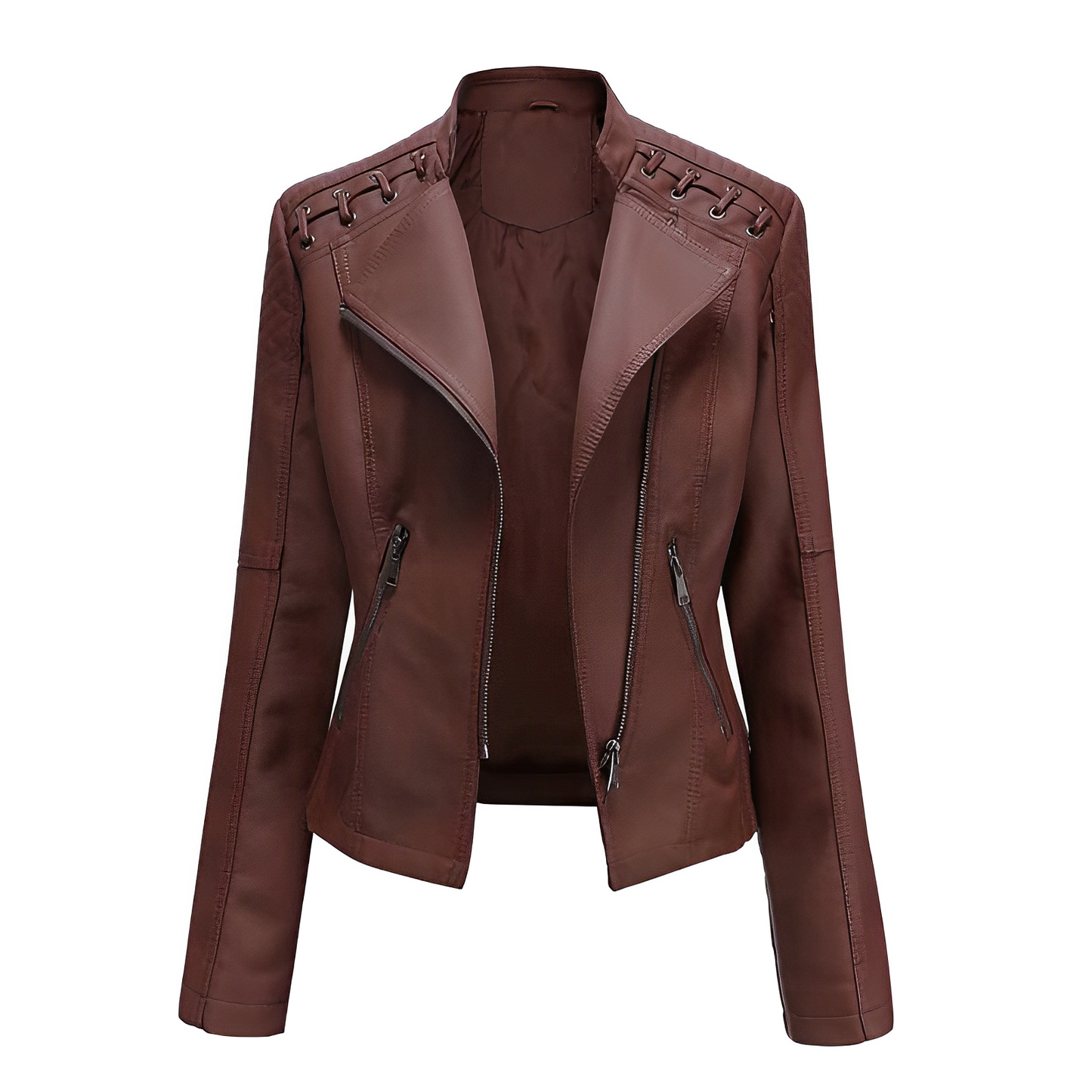 Chaqueta de cuero PU con cremallera