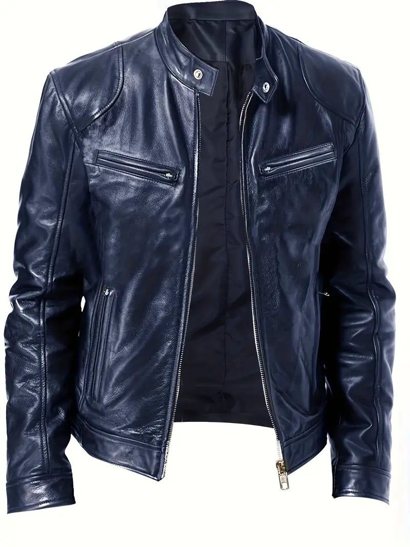 Elegante chaqueta de piel con bolsillos para hombre | Chic y perfecta para llevar a diario
