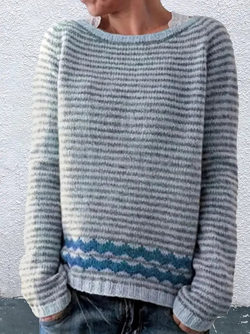Jersey de rayas de manga larga para mujer