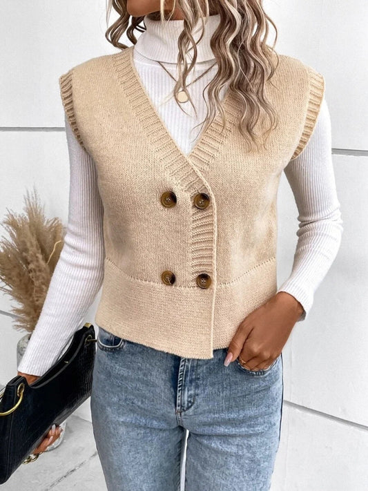 Mila | Chaqueta de punto con cuello de pico y botones para mujer