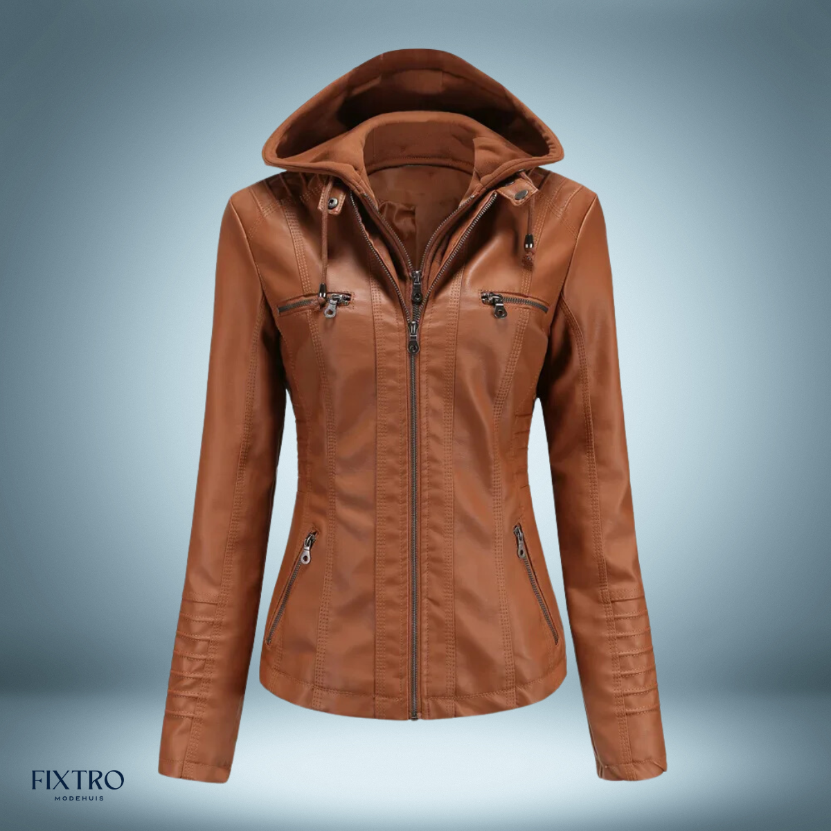 Lyra | Chaqueta de cuero con capucha para mujer, elegante y cómoda
