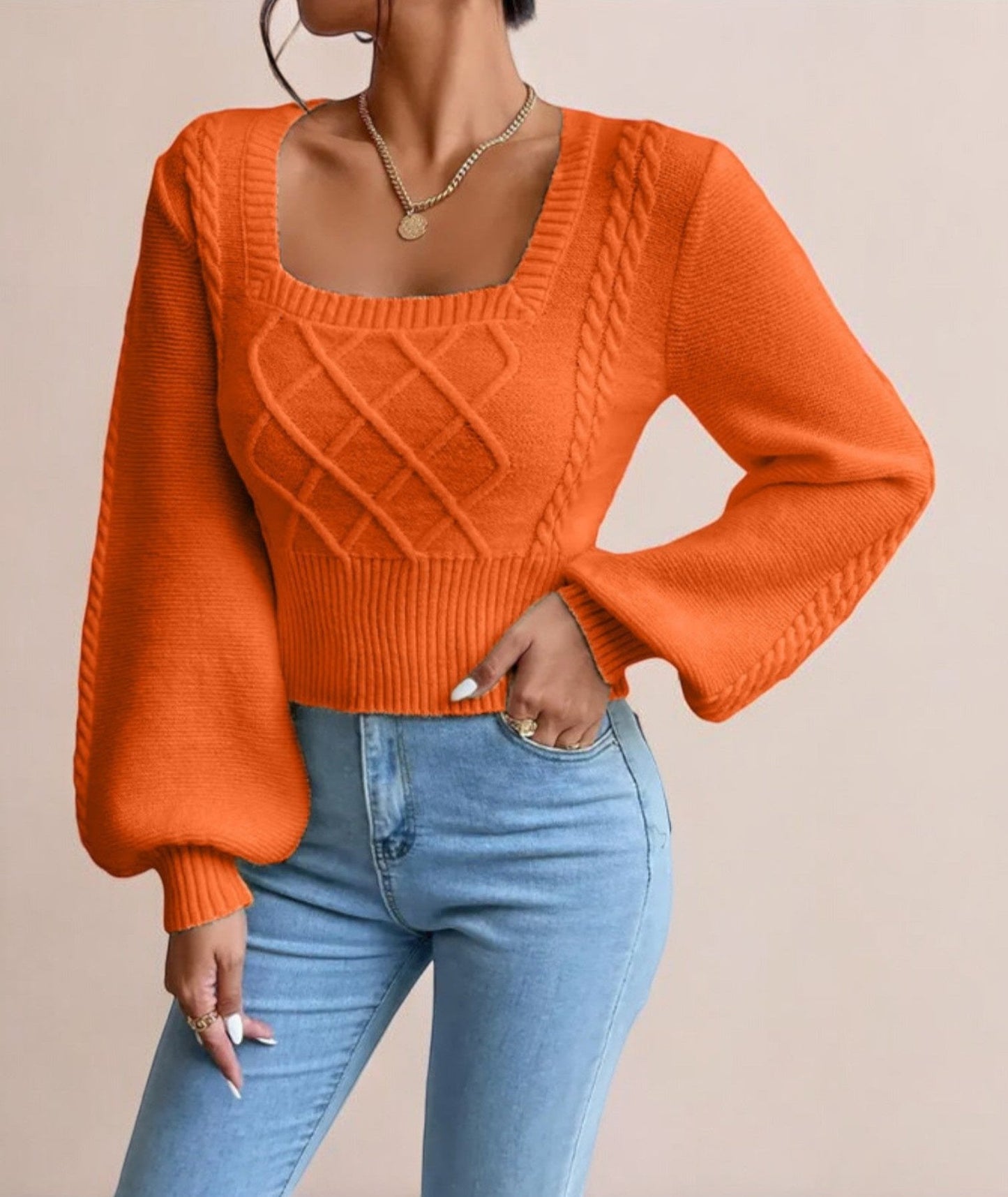 Lily | Jersey de punto para mujer con cuello cuadrado