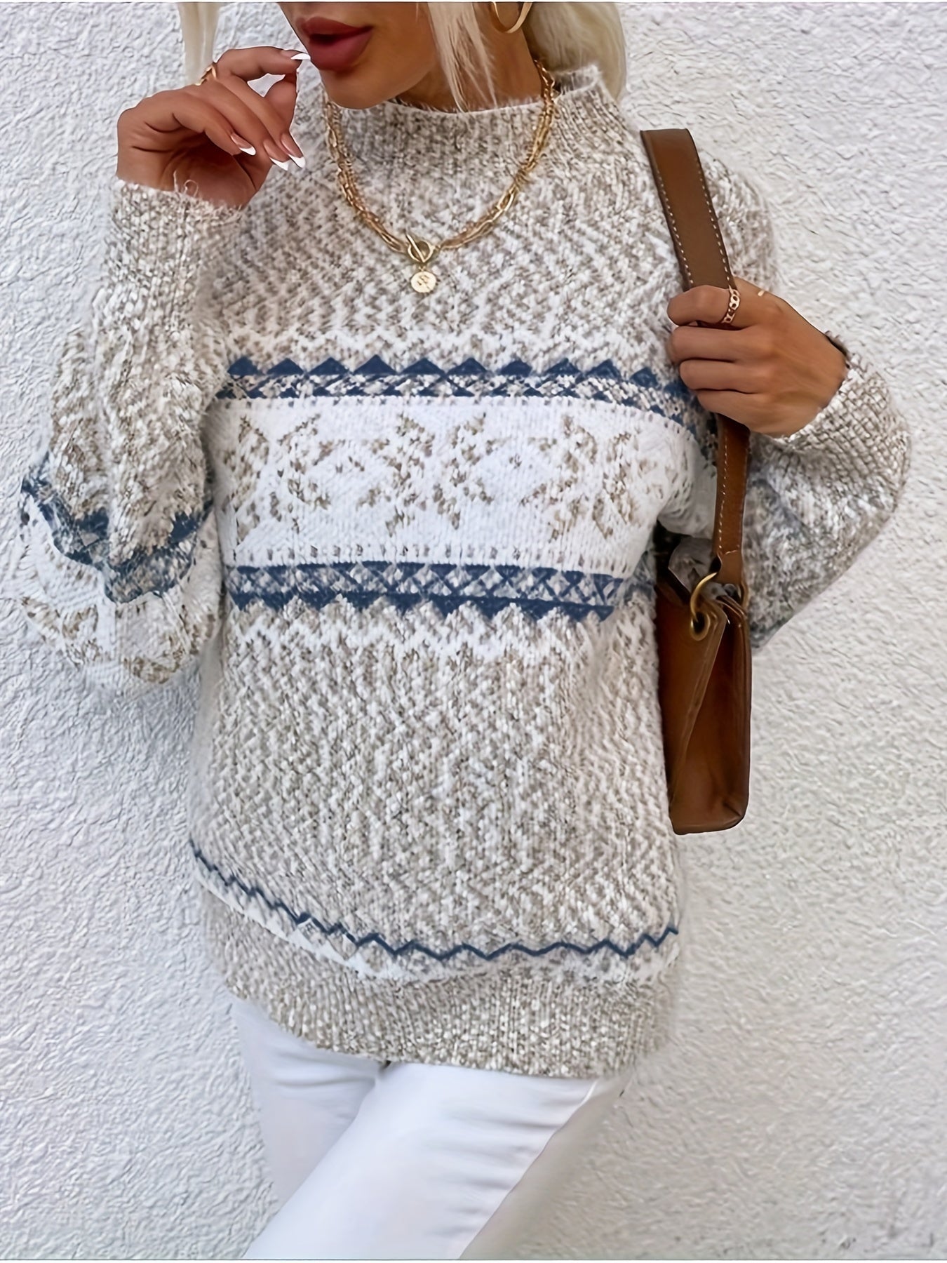 Lina - Jersey copo de nieve para mujer con cuello alto