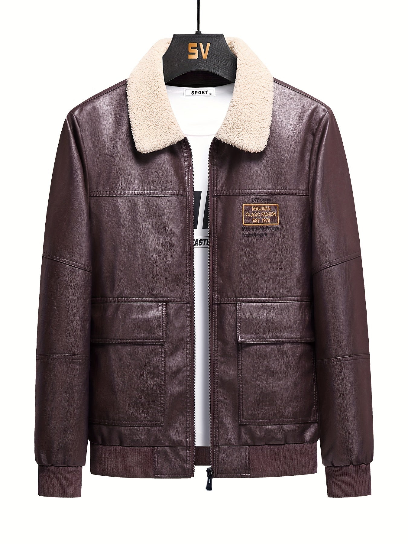 Chaqueta de invierno casual de forro polar de piel vegana para hombre | Ideal para otoño/invierno
