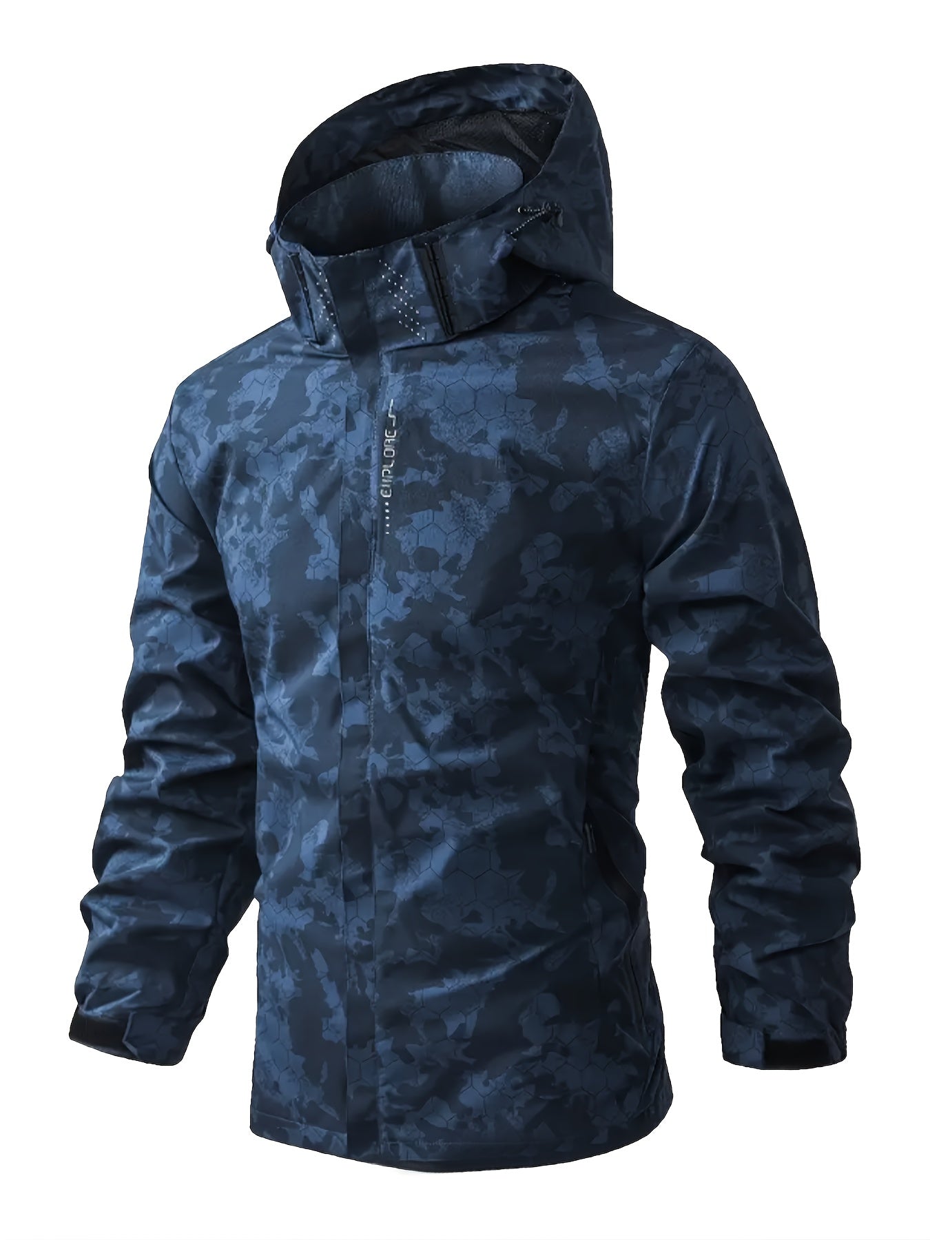 Chaqueta cortavientos con capucha de camuflaje cálida para primavera para hombre | Perfecta para actividades al aire libre en primavera