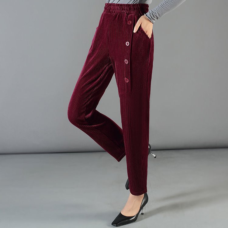 Leslie - Pantalones forrados de terciopelo