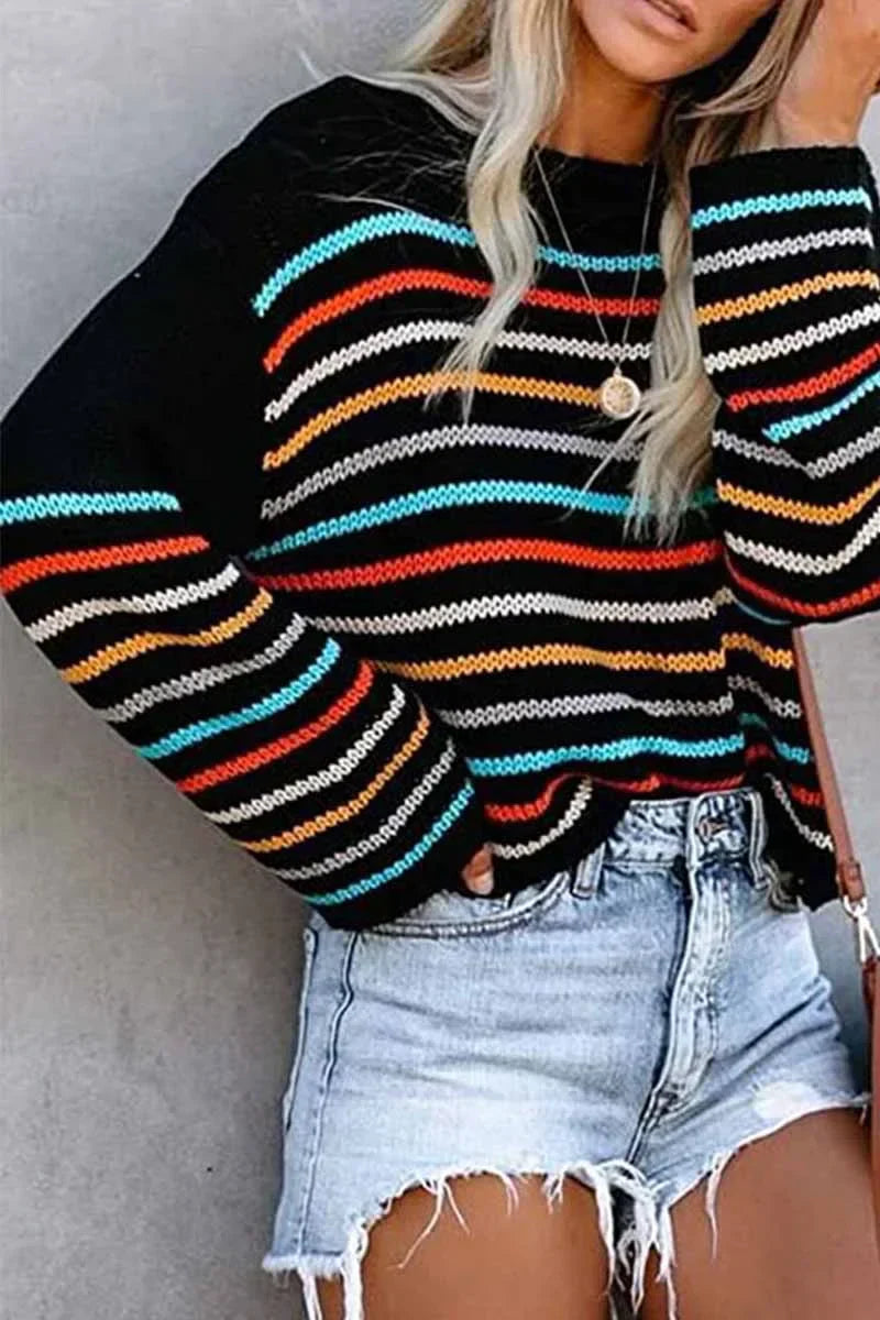 Elegante jersey con estampado de colores y diseño sin hombros