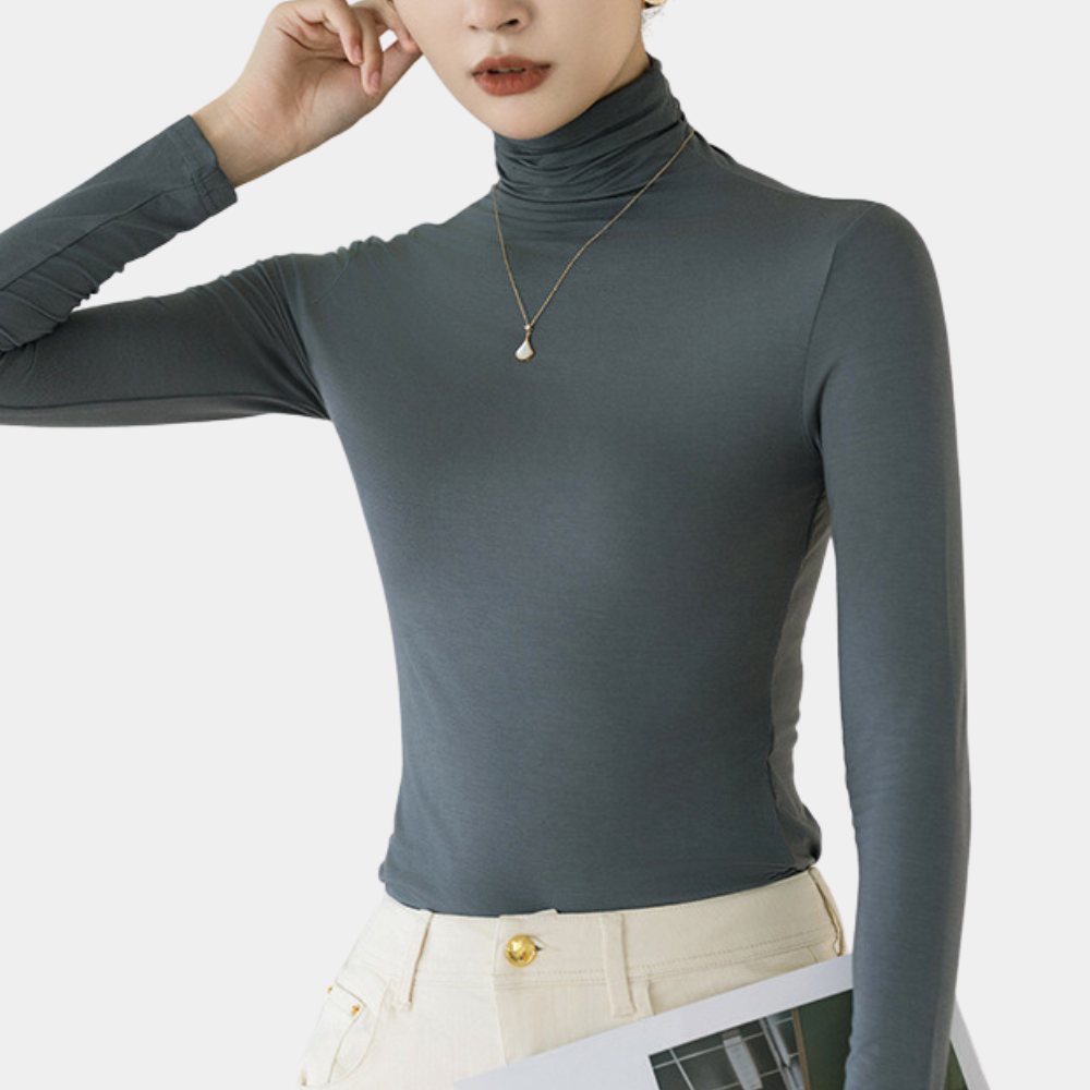 KAHNAY - Jersey casual de cuello alto para mujer