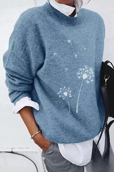 Colores frescos: escote redondo y elegante estampado para un cómodo día de paseo