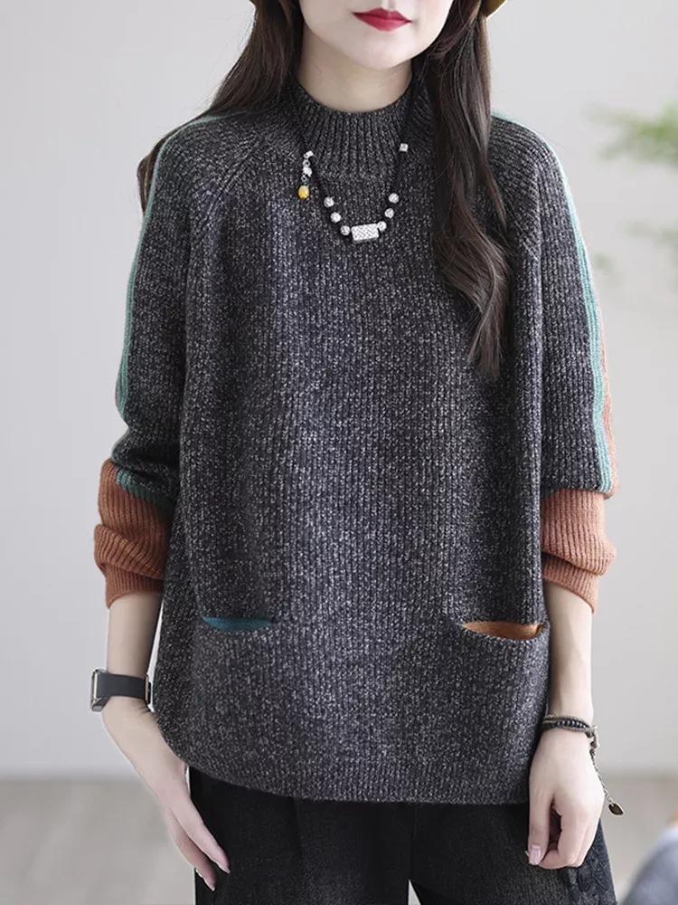 Elegante jersey de punto con bolsillos para el día a día