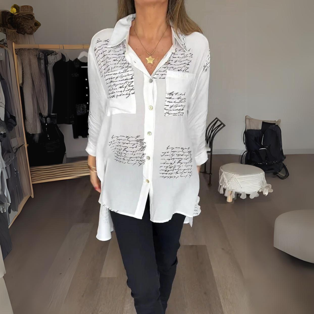 Camisa con estampado de letras para mujer